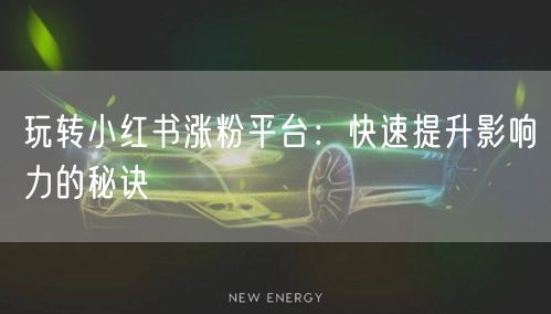 玩转小红书涨粉平台:快速提升影响力的秘诀