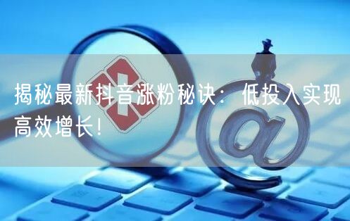 揭秘最新抖音涨粉秘诀:低投入实现高效增长!
