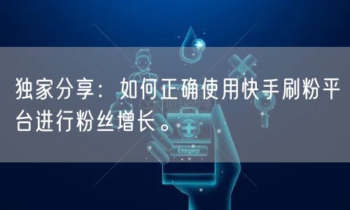 独家分享:如何正确使用快手刷粉平台进行粉丝增长。