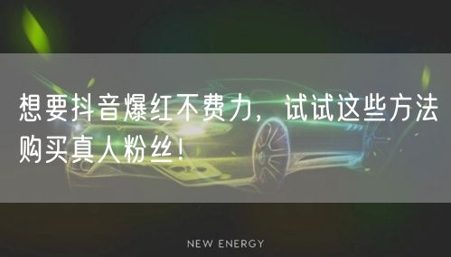 想要抖音爆红不费力,试试这些方法购买真人粉丝!