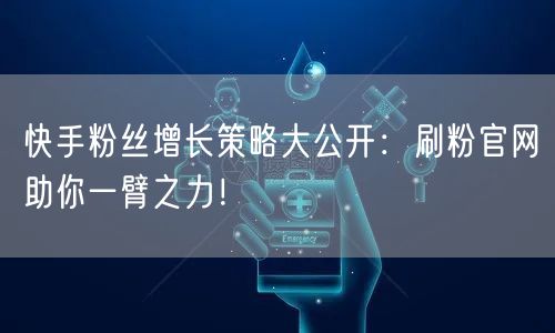 快手粉丝增长策略大公开:刷粉官网助你一臂之力!