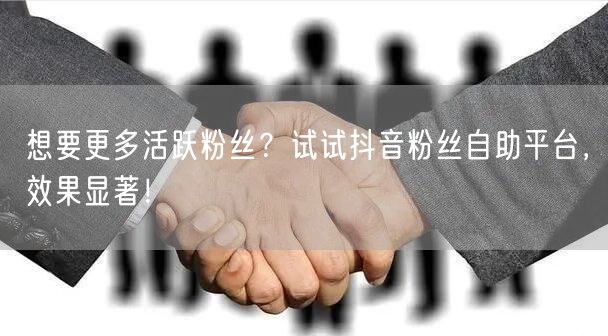 想要更多活跃粉丝?试试抖音粉丝自助平台,效果显著!
