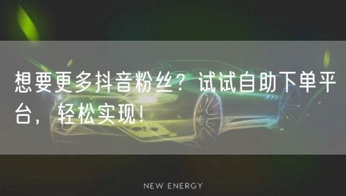 想要更多抖音粉丝？试试自助下单平台，轻松实现！