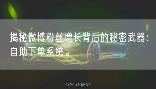 揭秘微博粉丝增长背后的秘密武器:自助下单系统。