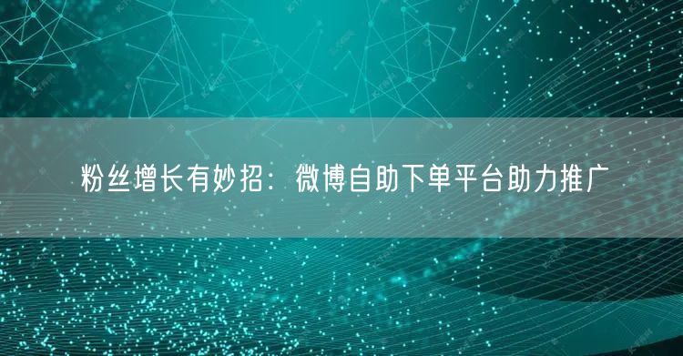 粉丝增长有妙招:微博自助下单平台助力推广
