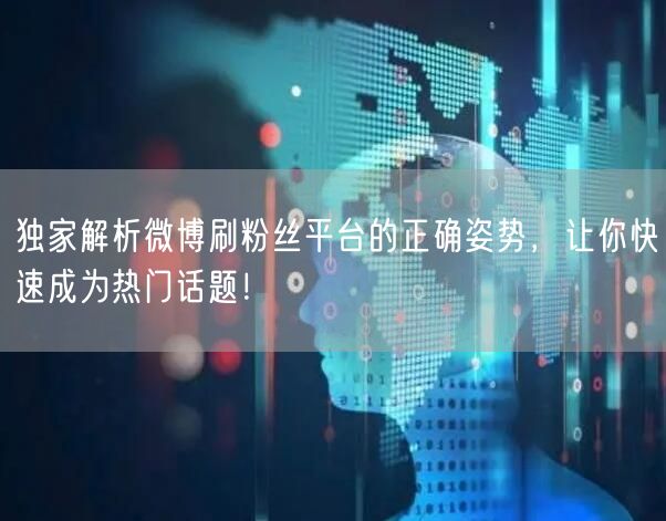 独家解析微博刷粉丝平台的正确姿势,让你快速成为热门话题!