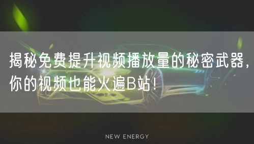 揭秘免费提升视频播放量的秘密武器,你的视频也能火遍B站!