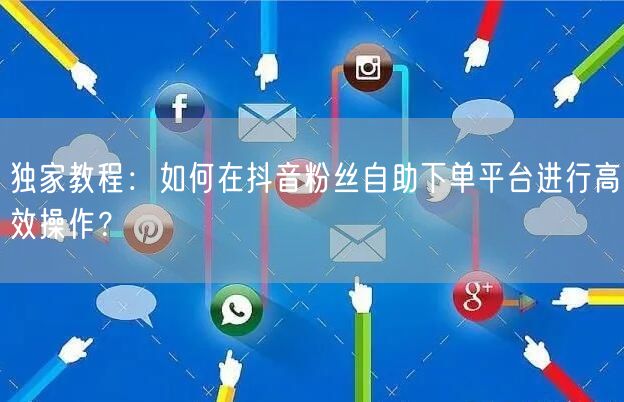 独家教程:如何在抖音粉丝自助下单平台进行高效操作?