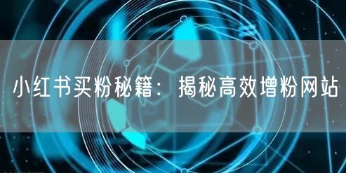 小红书买粉秘籍:揭秘高效增粉网站