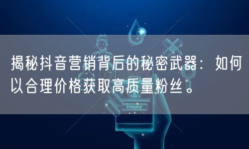 揭秘抖音营销背后的秘密武器:如何以合理价格获取高质量粉丝。