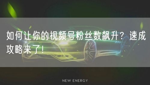 如何让你的视频号粉丝数飙升？速成攻略来了！