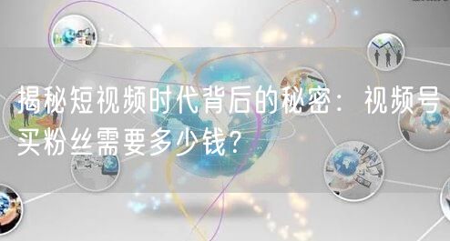 揭秘短视频时代背后的秘密:视频号买粉丝需要多少钱?