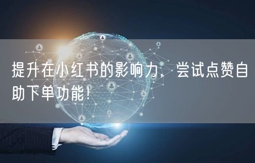 提升在小红书的影响力,尝试点赞自助下单功能!