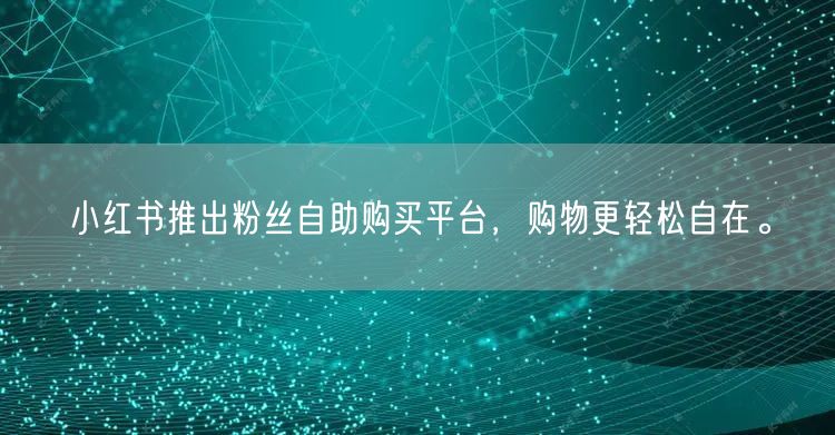 小红书推出粉丝自助购买平台,购物更轻松自在。