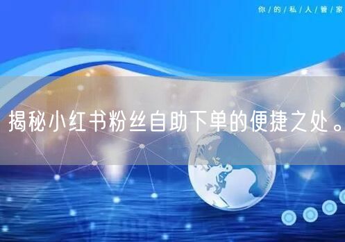揭秘小红书粉丝自助下单的便捷之处。