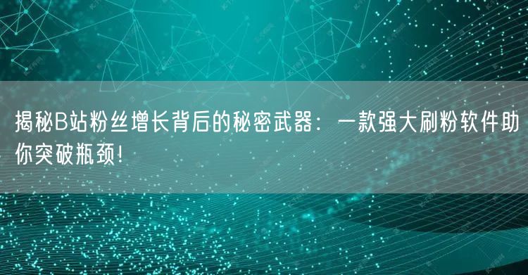 揭秘B站粉丝增长背后的秘密武器：一款强大刷粉软件助你突破瓶颈！