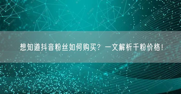 想知道抖音粉丝如何购买？一文解析千粉价格！