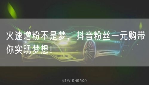火速增粉不是梦，抖音粉丝一元购带你实现梦想！