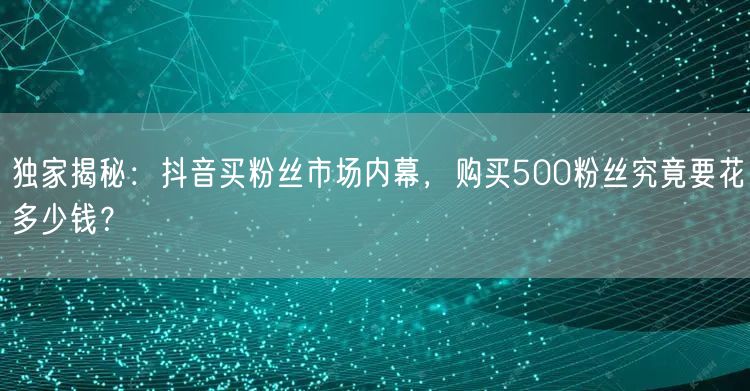 独家揭秘：抖音买粉丝市场内幕，购买500粉丝究竟要花多少钱？