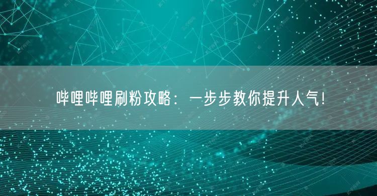 哔哩哔哩刷粉攻略:一步步教你提升人气!
