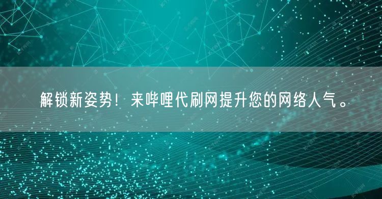 解锁新姿势！来哔哩代刷网提升您的网络人气。