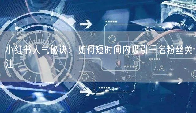 小红书人气秘诀：如何短时间内吸引千名粉丝关注