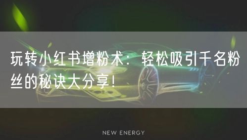 玩转小红书增粉术:轻松吸引千名粉丝的秘诀大分享!