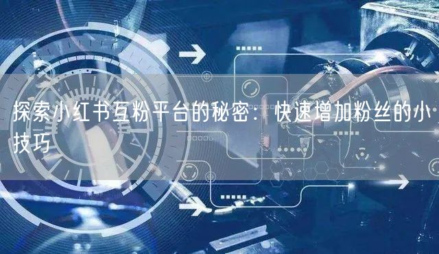 探索小红书互粉平台的秘密:快速增加粉丝的小技巧
