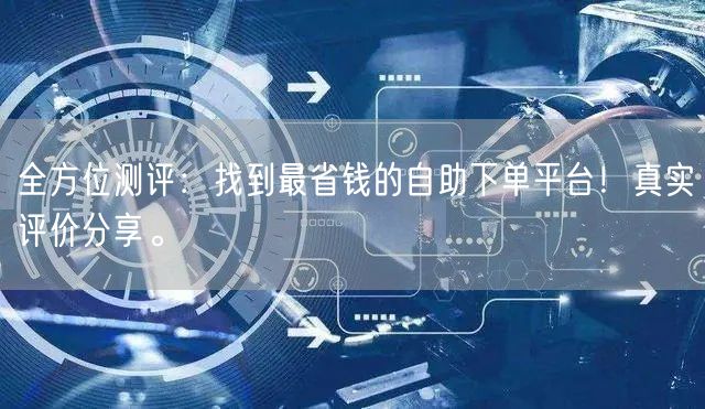全方位测评：找到最省钱的自助下单平台！真实评价分享。