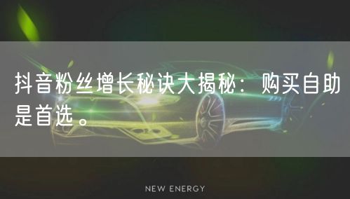 抖音粉丝增长秘诀大揭秘：购买自助是首选。