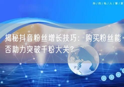 揭秘抖音粉丝增长技巧:购买粉丝能否助力突破千粉大关?
