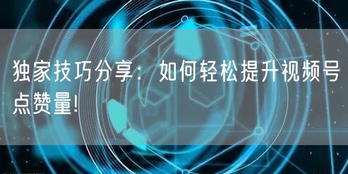 独家技巧分享:如何轻松提升视频号点赞量!