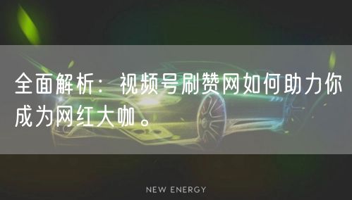 全面解析:视频号刷赞网如何助力你成为网红大咖。