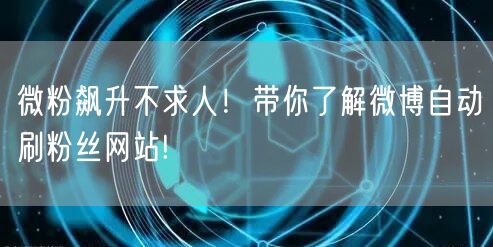 微粉飙升不求人！带你了解微博自动刷粉丝网站!