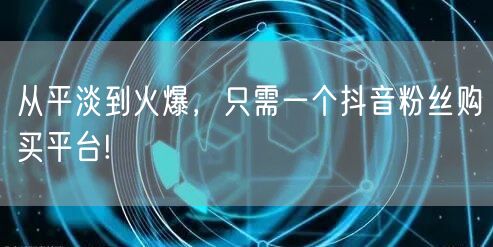 从平淡到火爆，只需一个抖音粉丝购买平台!