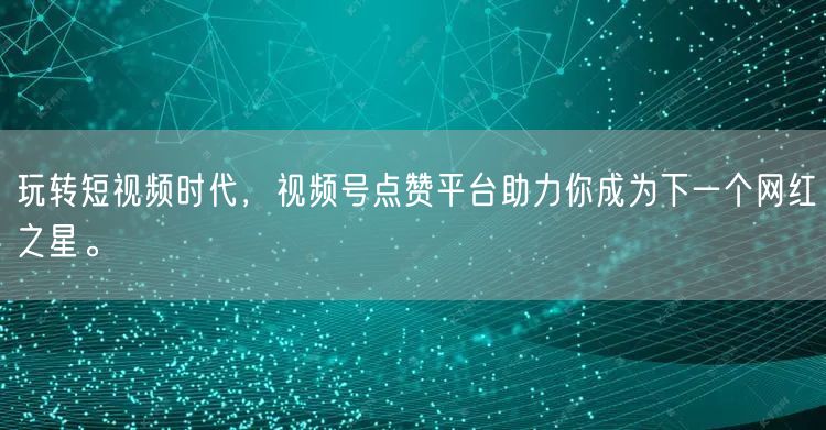 玩转短视频时代,视频号点赞平台助力你成为下一个网红之星。