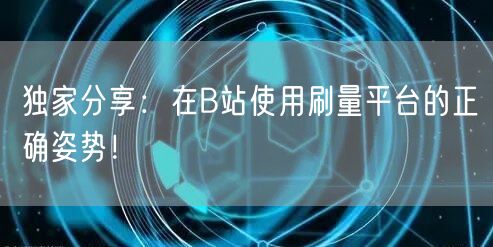 独家分享:在B站使用刷量平台的正确姿势!