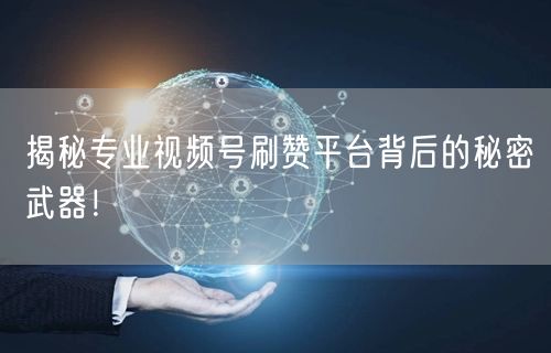 揭秘专业视频号刷赞平台背后的秘密武器！