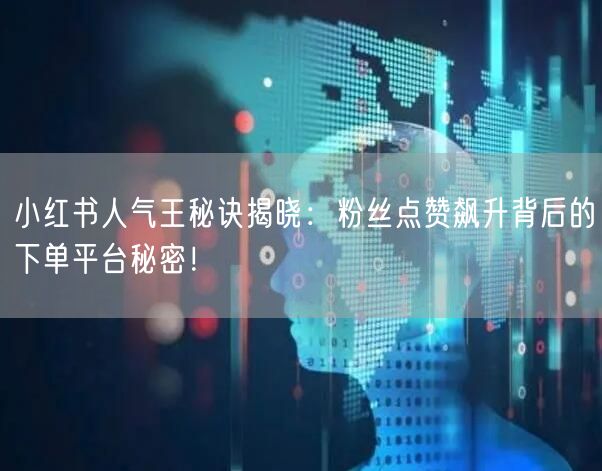 小红书人气王秘诀揭晓:粉丝点赞飙升背后的下单平台秘密!