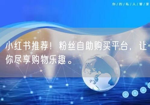 小红书推荐!粉丝自助购买平台,让你尽享购物乐趣。