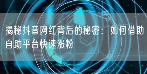 揭秘抖音网红背后的秘密:如何借助自助平台快速涨粉
