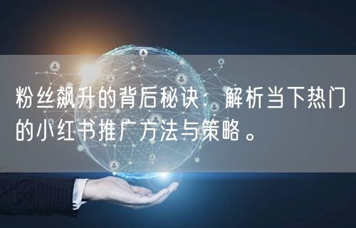 粉丝飙升的背后秘诀：解析当下热门的小红书推广方法与策略。