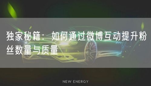 独家秘籍：如何通过微博互动提升粉丝数量与质量