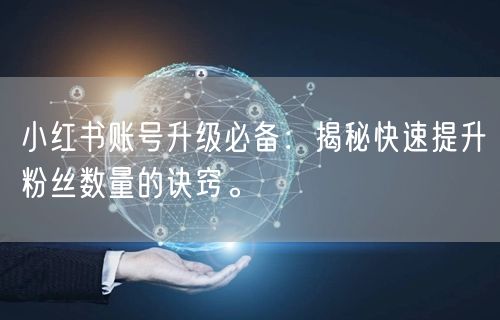 小红书账号升级必备：揭秘快速提升粉丝数量的诀窍。