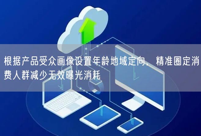 根据产品受众画像设置年龄地域定向，精准圈定消费人群减少无效曝光消耗
