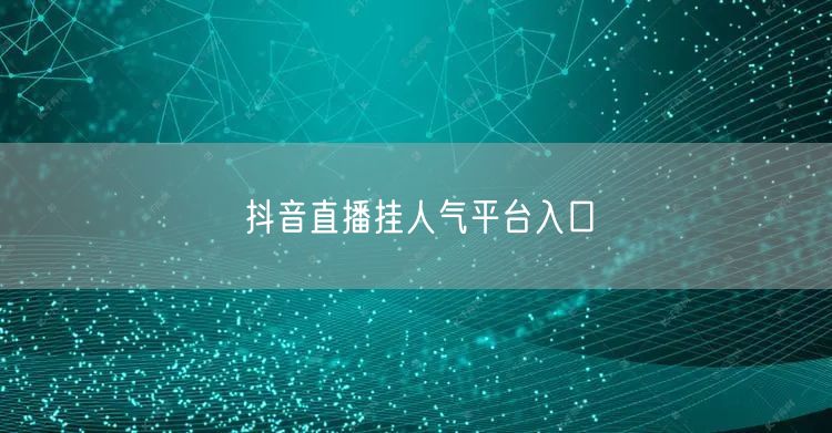 抖音直播挂人气平台入口