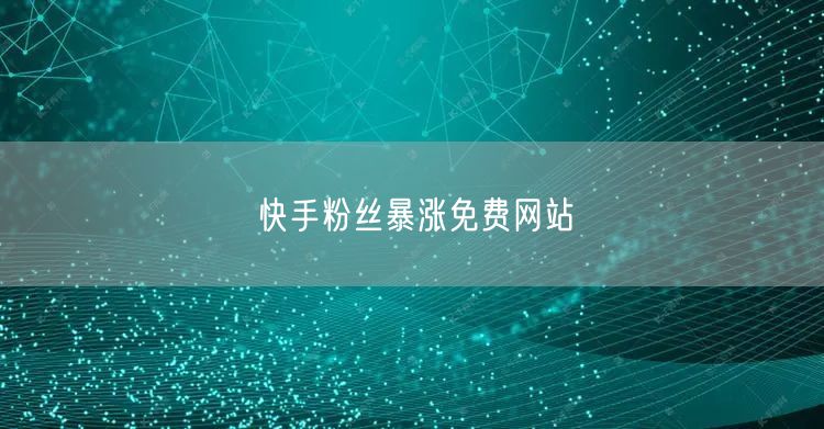 快手粉丝暴涨免费网站